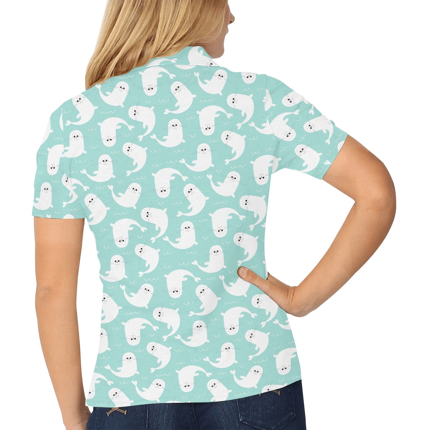 Sea Lion Print Design LKS401 Women's Polo Shirt