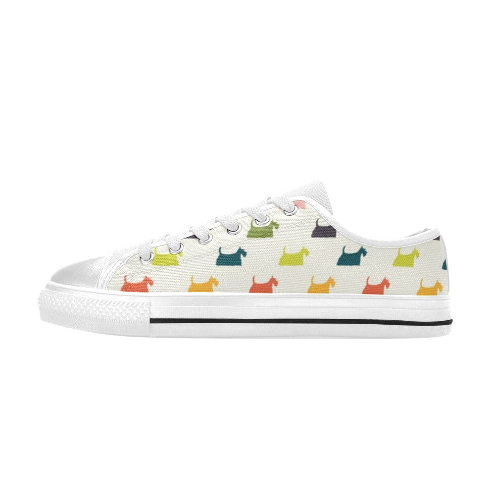 Scottish Terriers Print Design LKS305 Women's White Low Top Shoes