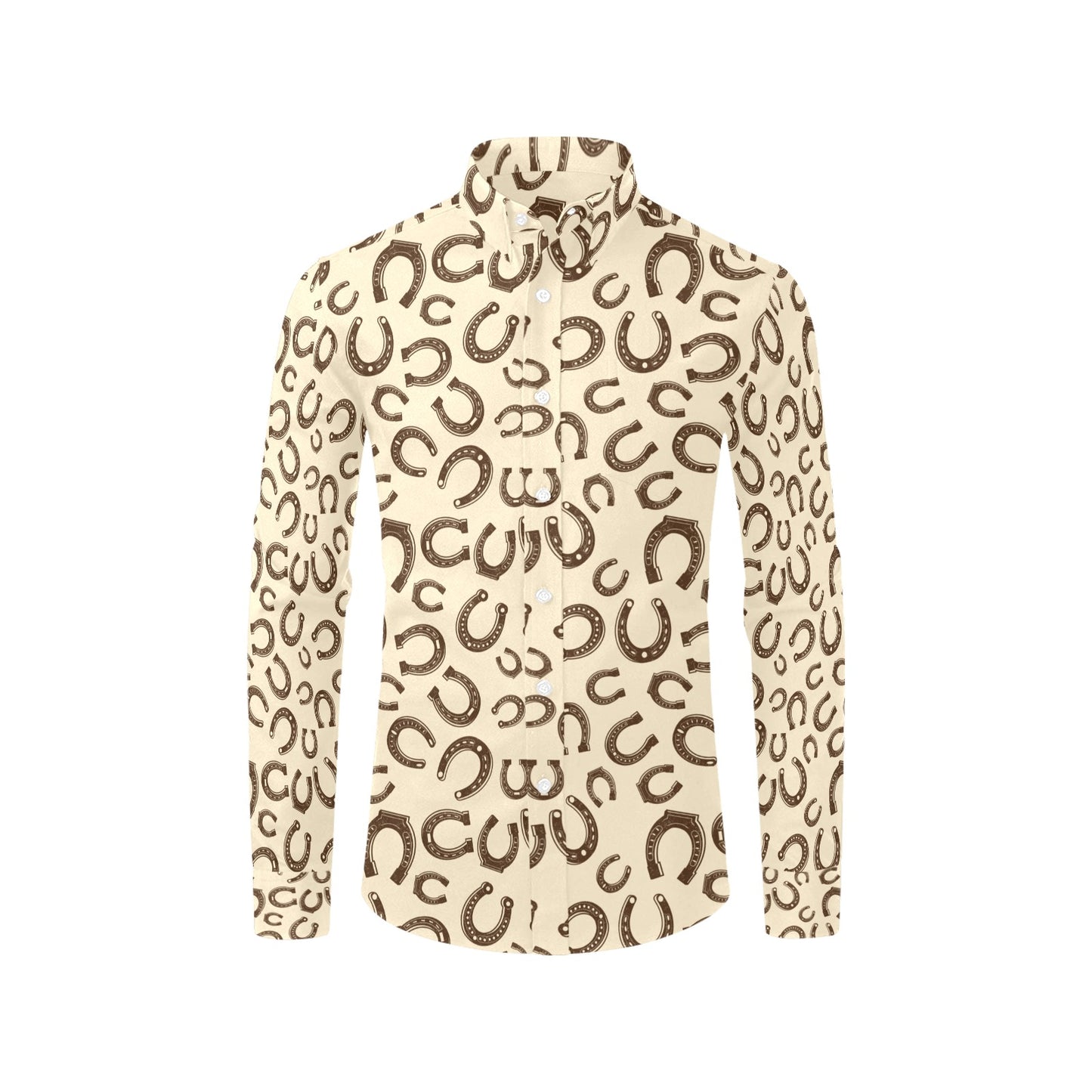 Horseshoe Print Design LKS302 Men's Long Sleeve Dress Shirt