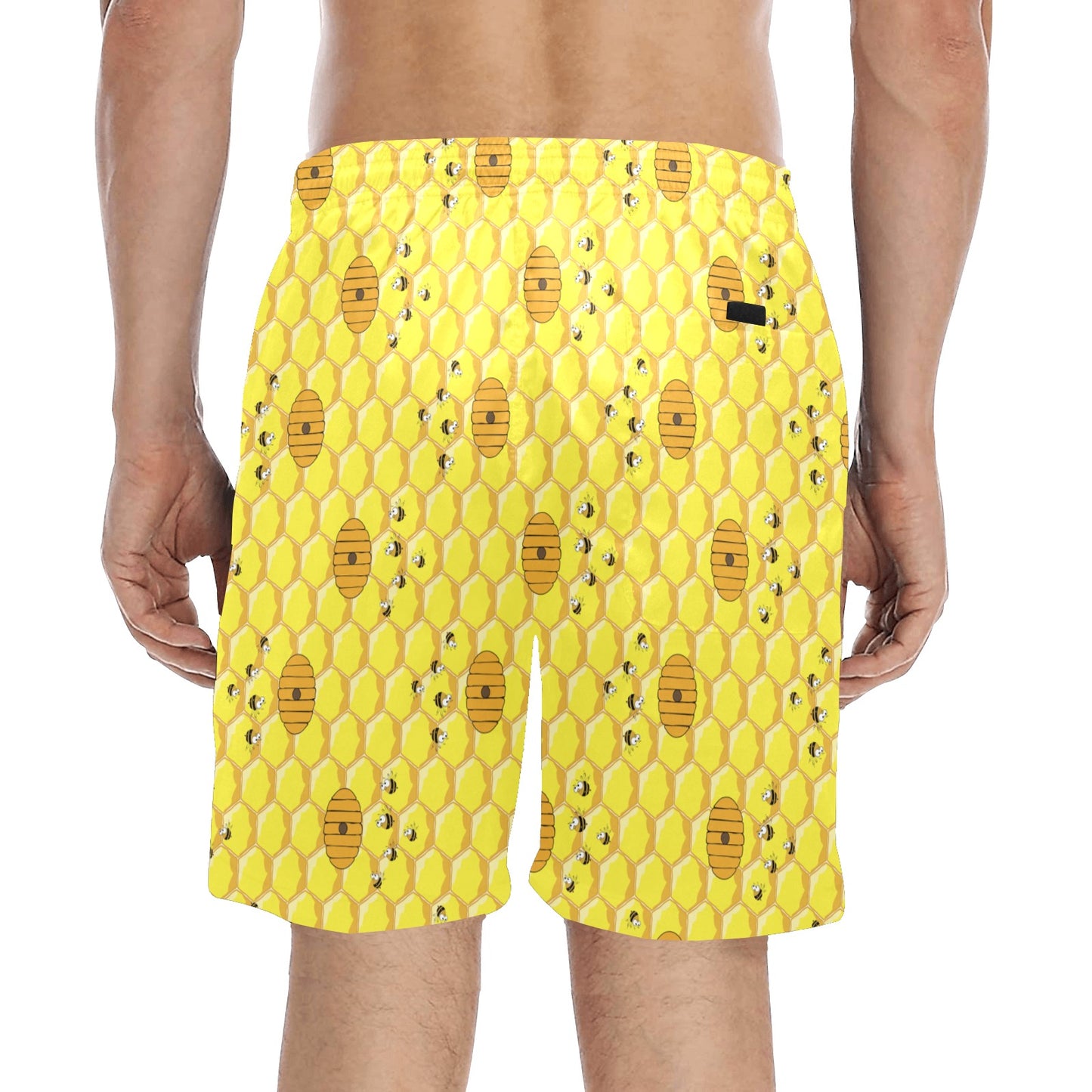 Honey Bee Print Design LKS303 Men's Swim Trunks Beach Shorts