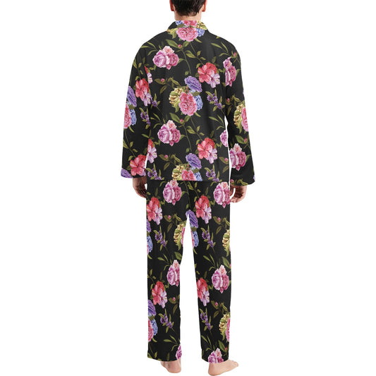 Carnations Pattern Print Design CN05 Men's Long Pajama Set