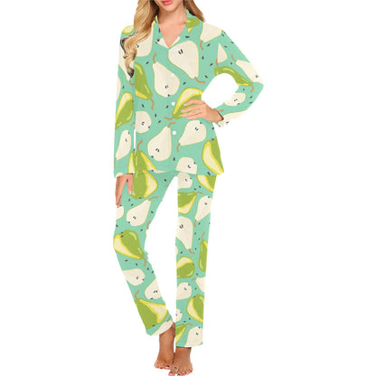 Pear Pattern Print Design PE04 Women's Long Pajama Set