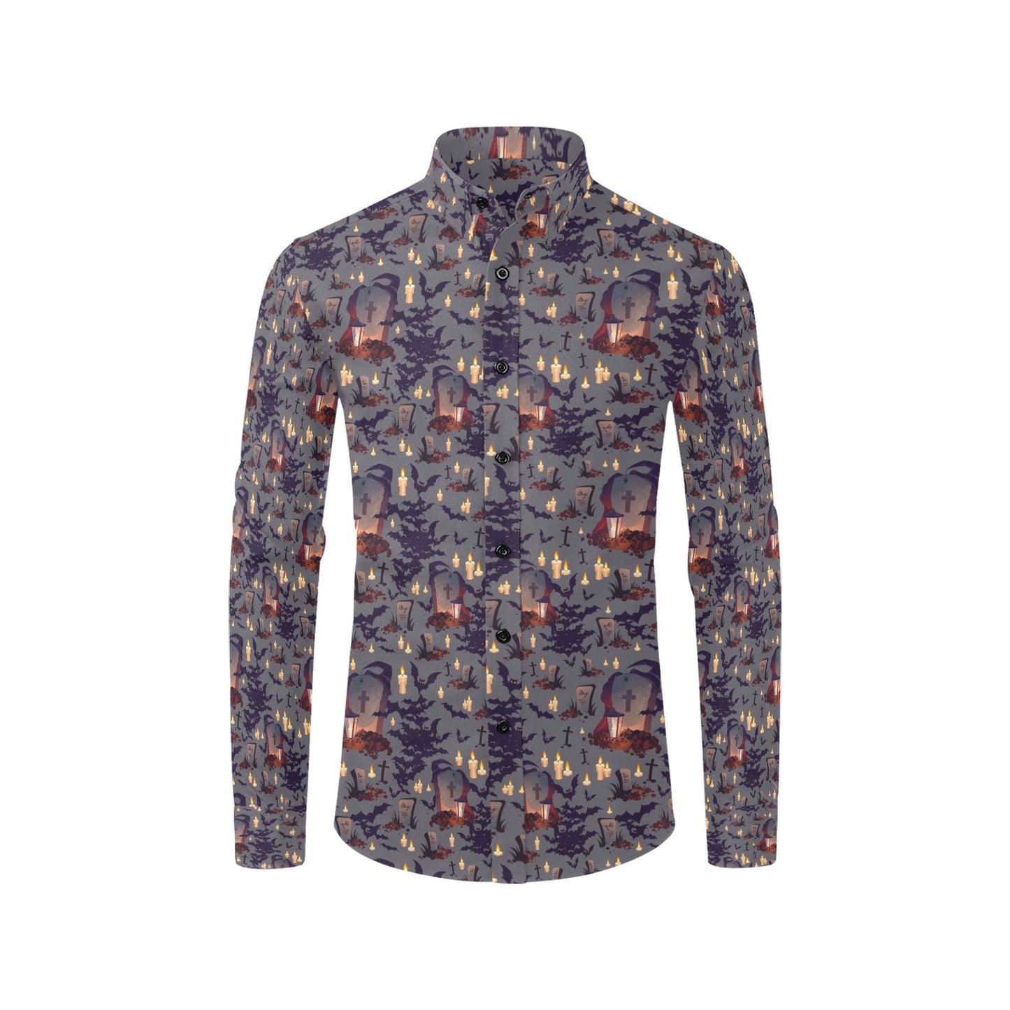 Creepy Graveyard Print Design LKS301 Men's Long Sleeve Dress Shirt