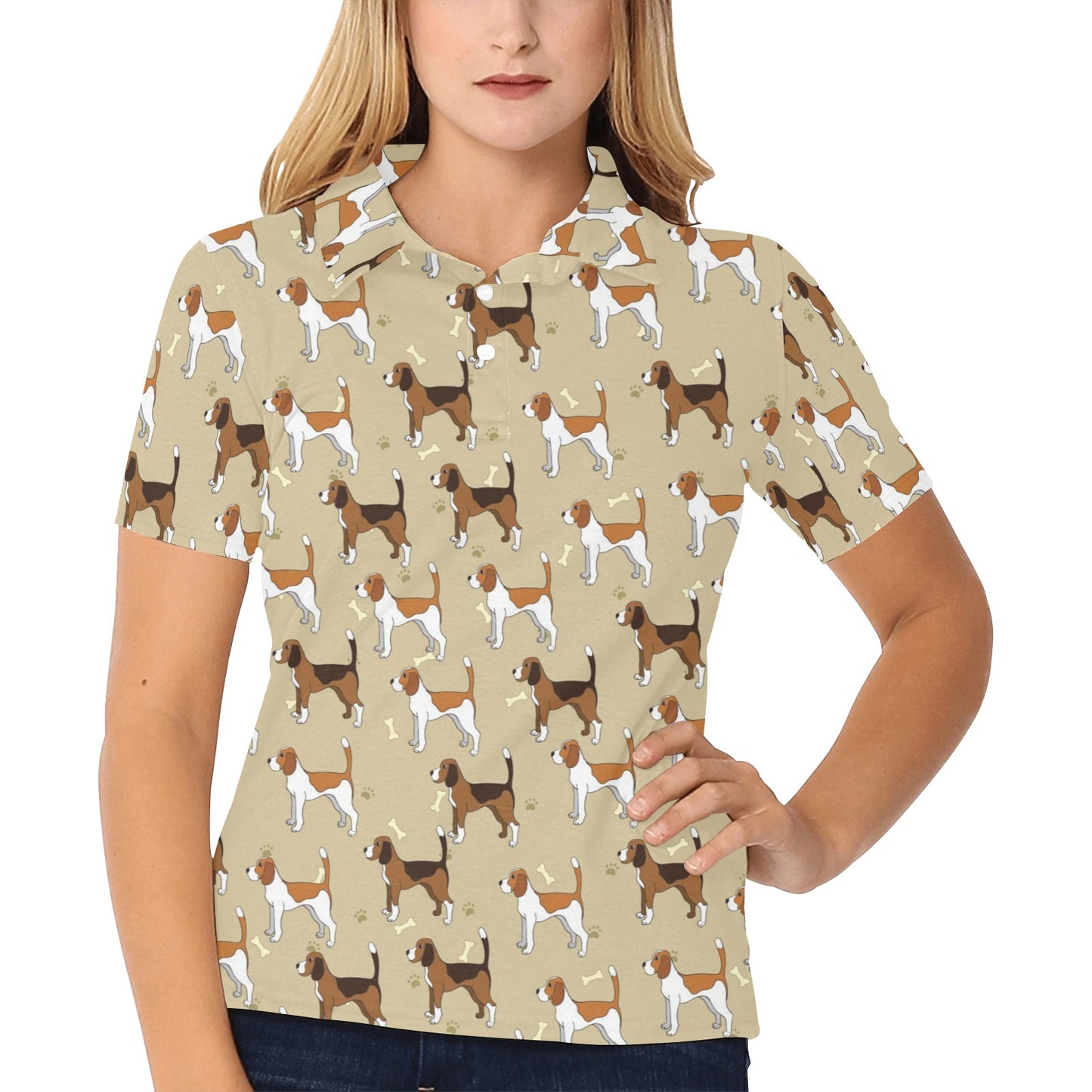 Beagle Pattern Print Design 01 Women's Polo Shirt
