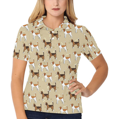 Beagle Pattern Print Design 01 Women's Polo Shirt