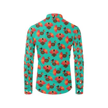 Thanksgiving Print Design LKS307 Men's Long Sleeve Dress Shirt