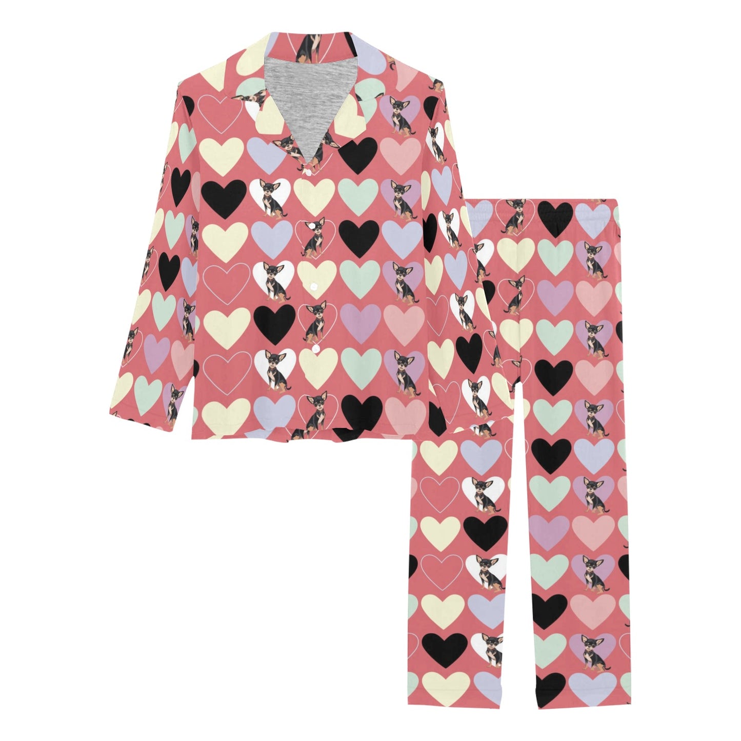 Chihuahua Pattern Print Design 01 Women's Long Pajama Set