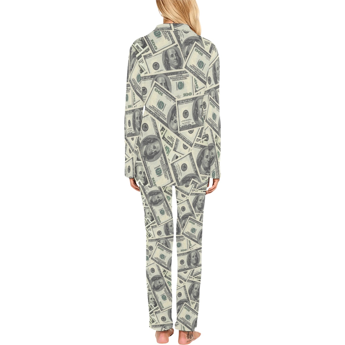 Dollar Pattern Print Design DO02 Women's Long Pajama Set
