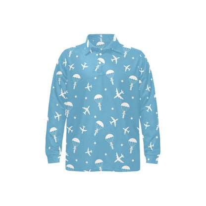 Skydiver Print Design LKS303 Long Sleeve Polo Shirt For Men's
