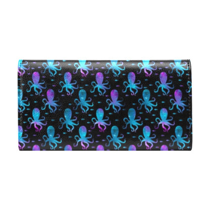 Octopus Blue Design Print Themed Women's Trifold Wallet