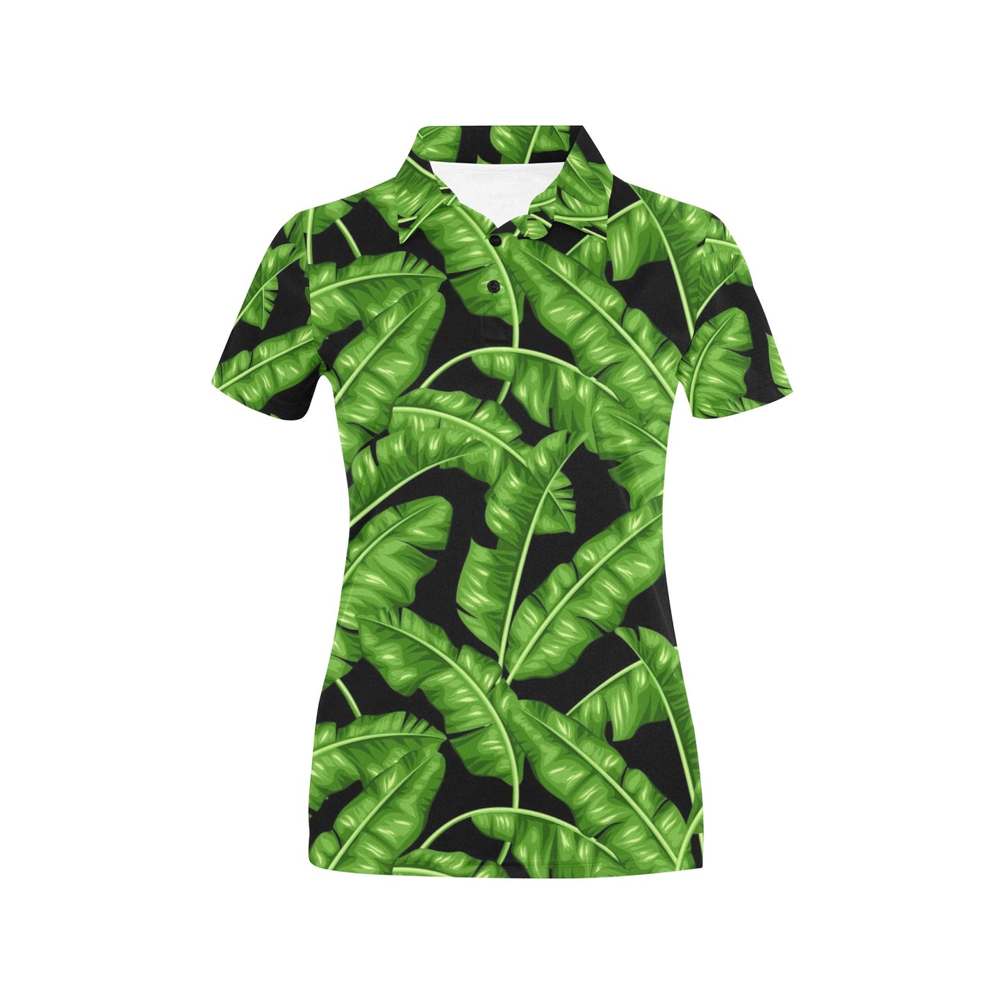 Banana Leaf Pattern Print Design BL01 Women's Polo Shirt