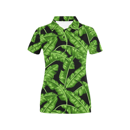 Banana Leaf Pattern Print Design BL01 Women's Polo Shirt