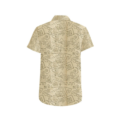 Ancient Greek Print Design LKS3013 Men Short Sleeve Button Up Shirt