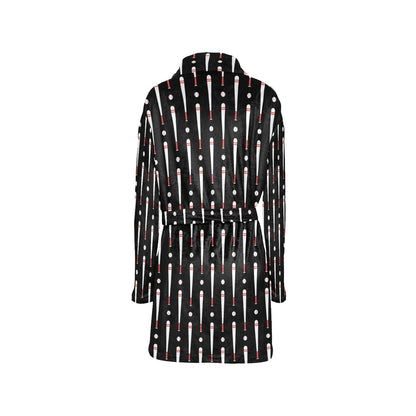 Baseball Pattern Print Design 03 Women's Fleece Robe