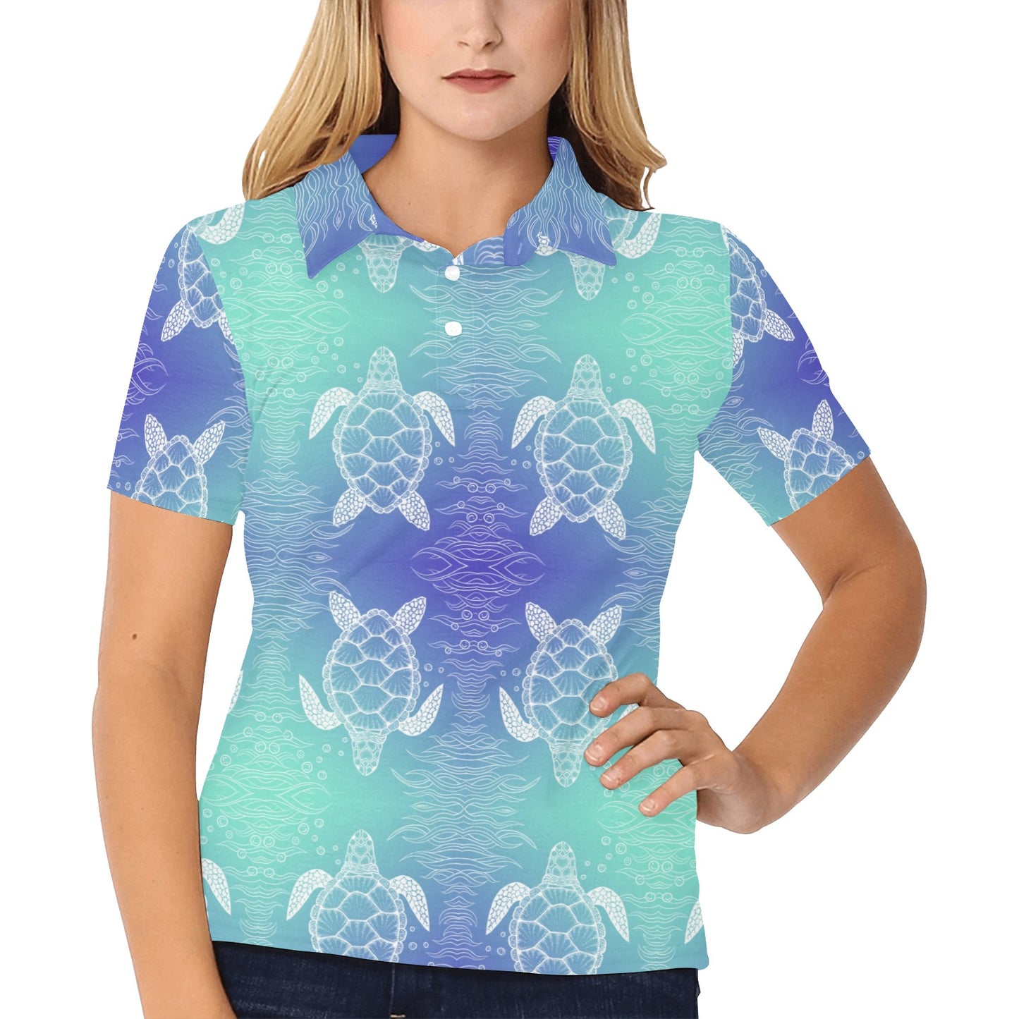 Sea Turtle Draw Women's Polo Shirt