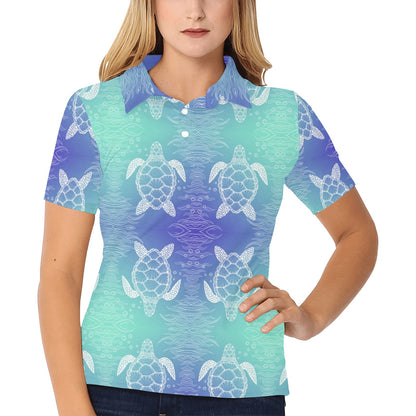 Sea Turtle Draw Women's Polo Shirt