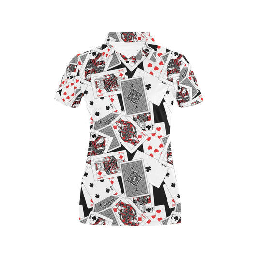 Poker Cards Pattern Print Design A04 Women's Polo Shirt