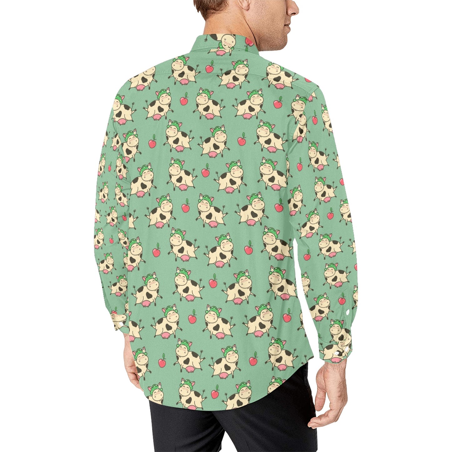 Cattle Print Design LKS402 Men's Long Sleeve Dress Shirt