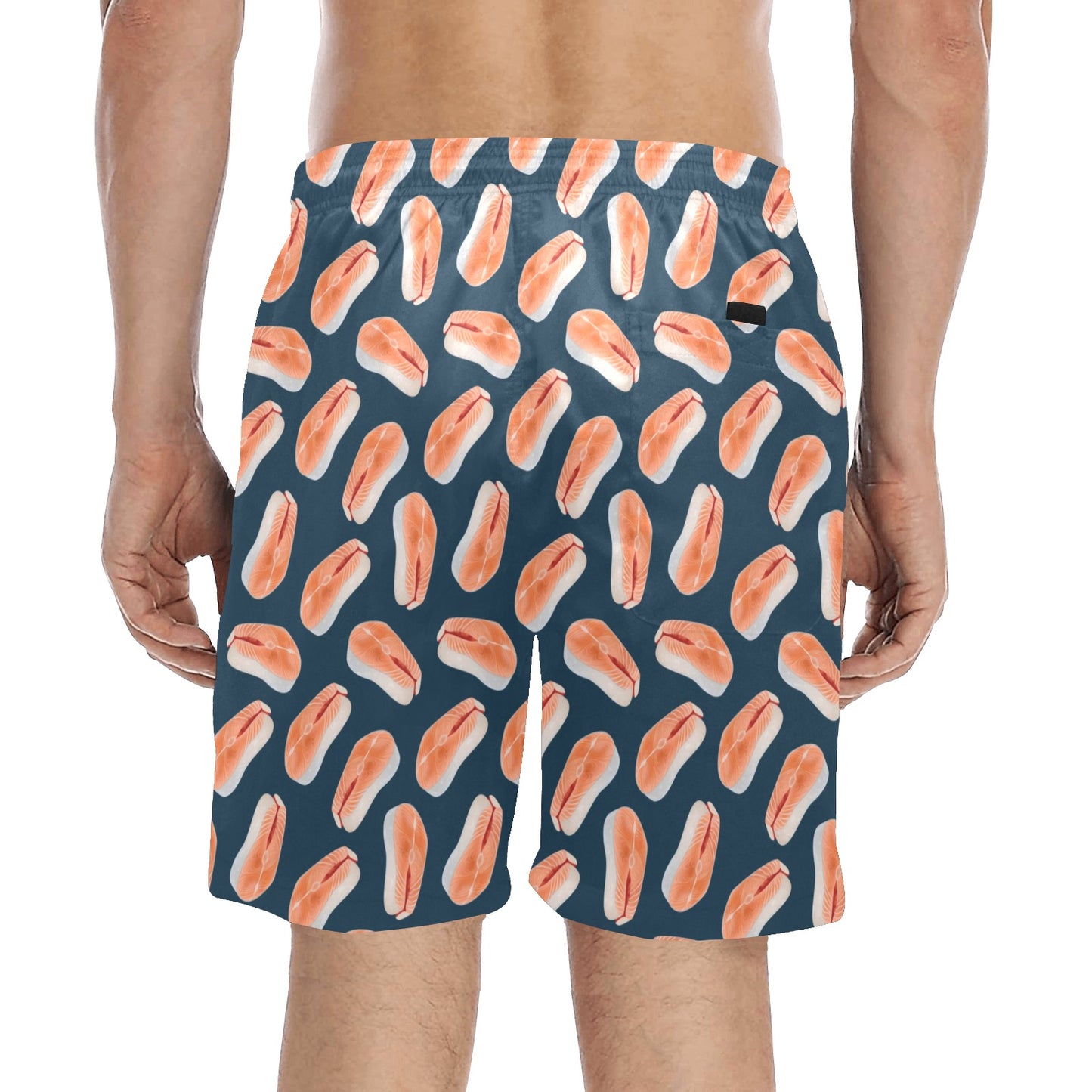 Salmon Steak Print Design LKS306 Men's Swim Trunks Beach Shorts