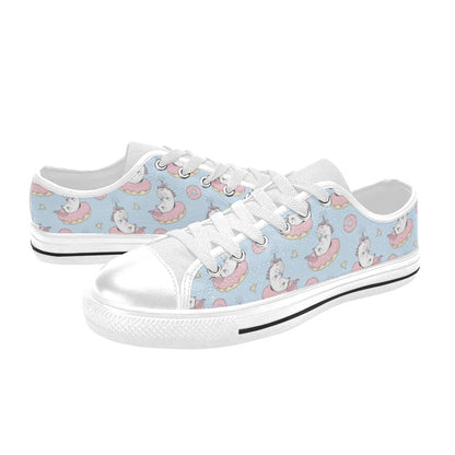 Unicorn Print Design LKS303 Women's White Low Top Shoes