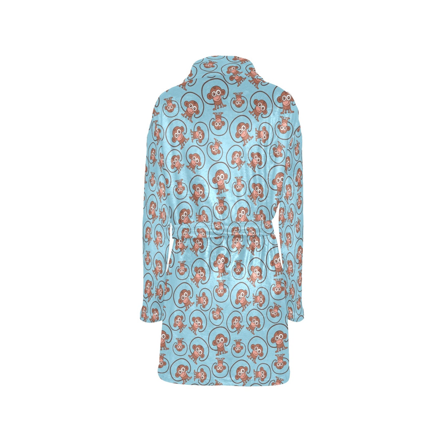Monkey Cute Design Themed Print Women's Fleece Robe