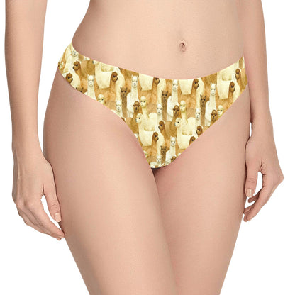 Alpaca Watercolor Design Themed Print Women's Thongs