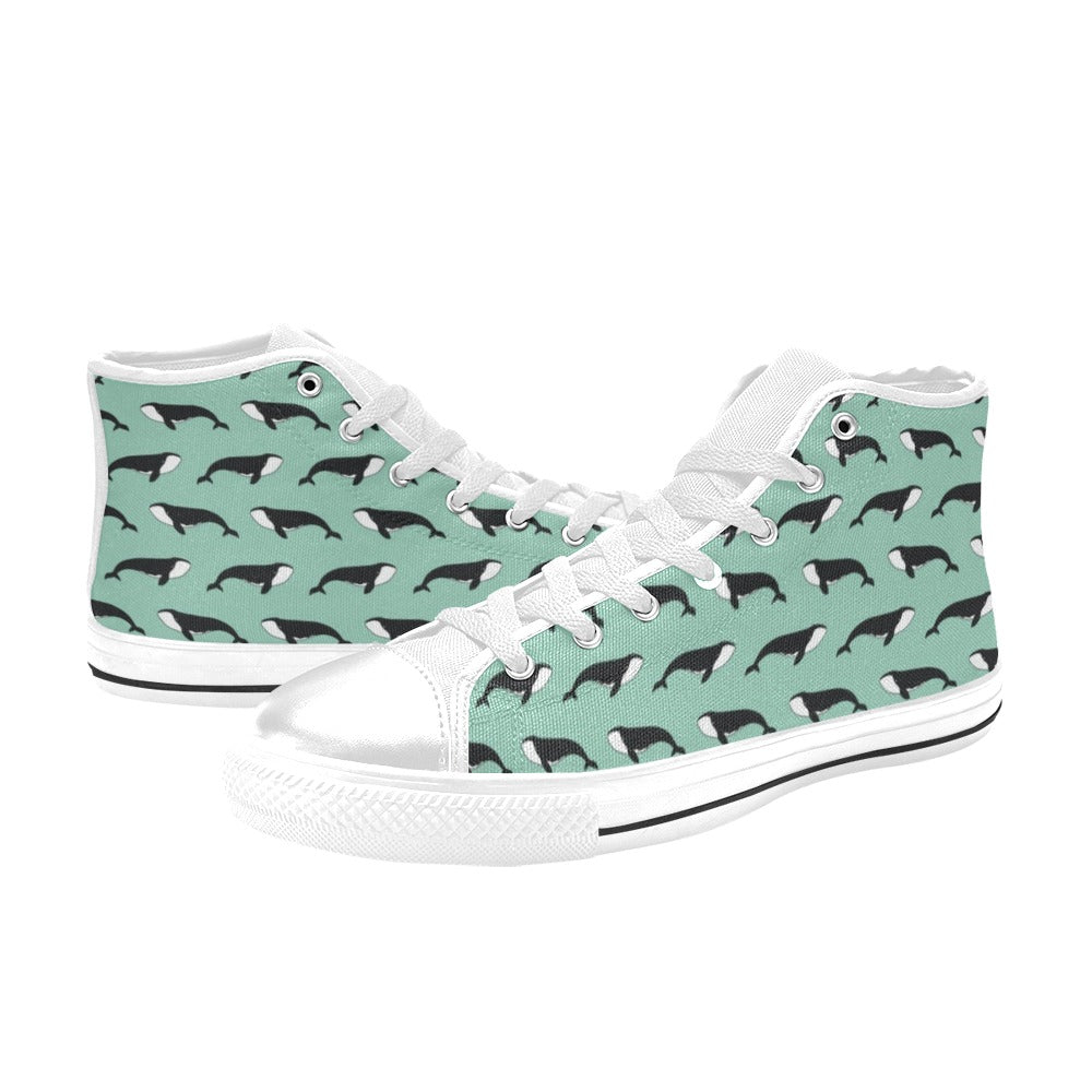 Whale Print Design LKS307 Men's High Top Canvas Shoes