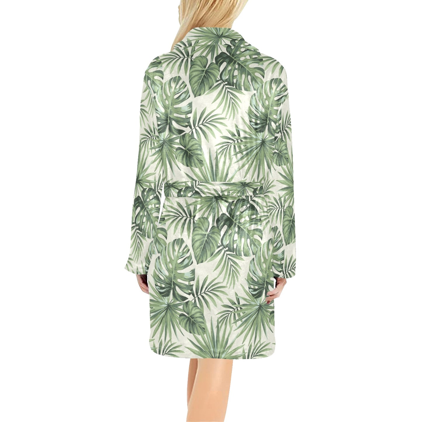 Palm Leaf Pattern Print Design A02 Women's Fleece Robe
