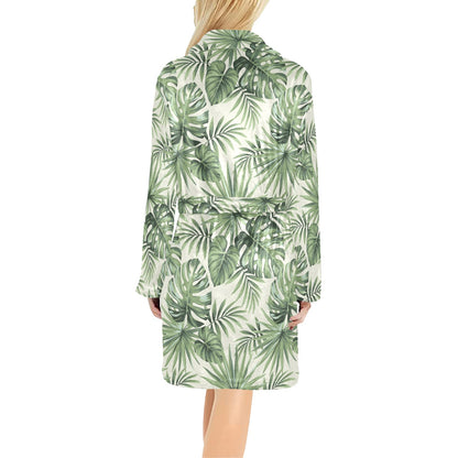 Palm Leaf Pattern Print Design A02 Women's Fleece Robe