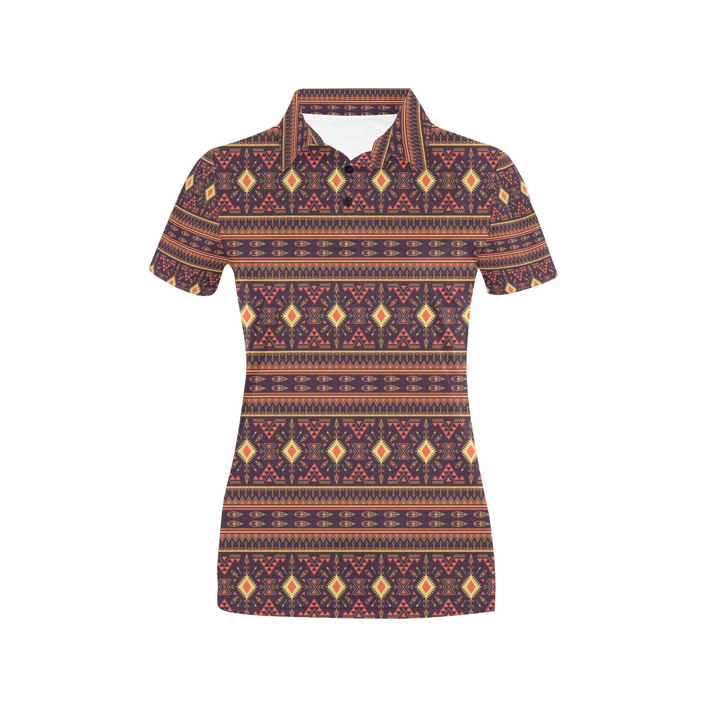 Southwest Ethnic Design Themed Print Women's Polo Shirt