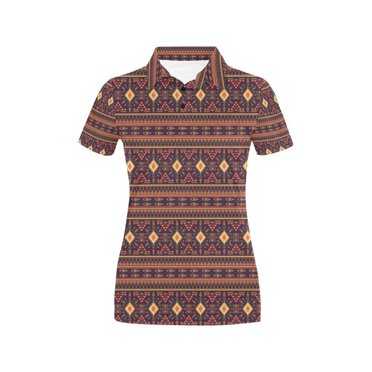 Southwest Ethnic Design Themed Print Women's Polo Shirt