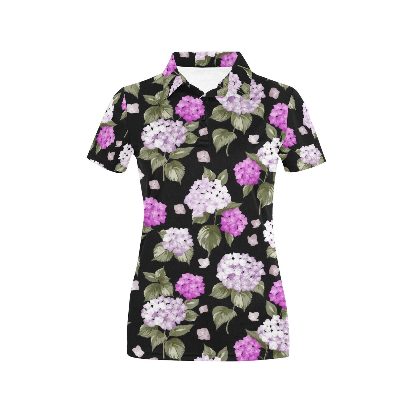 Hydrangea Pattern Print Design HD011 Women's Polo Shirt