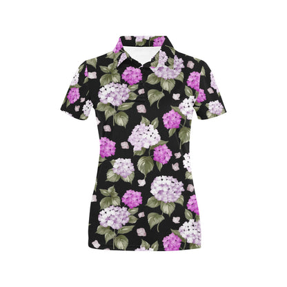 Hydrangea Pattern Print Design HD011 Women's Polo Shirt