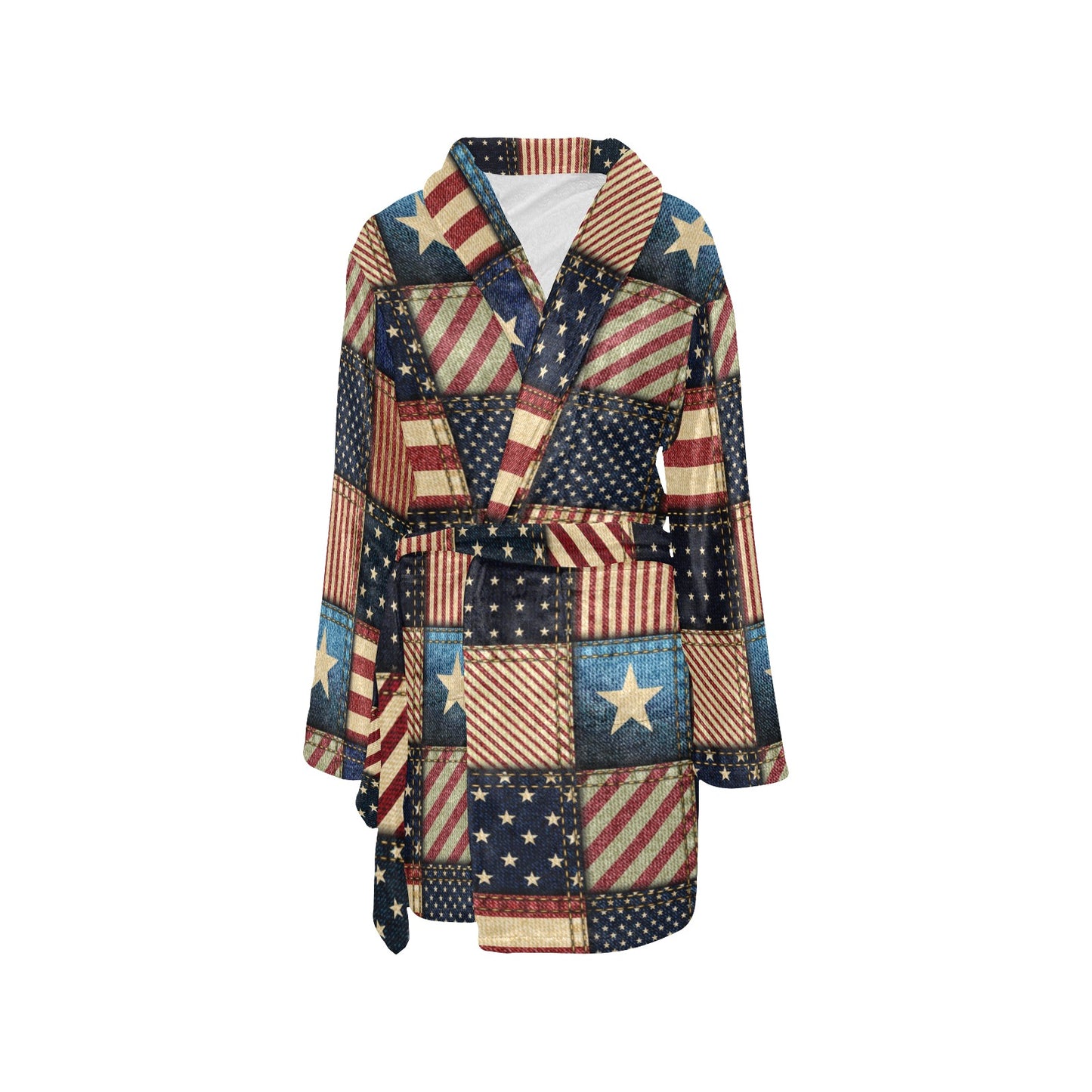 American flag Patchwork Design Women's Fleece Robe