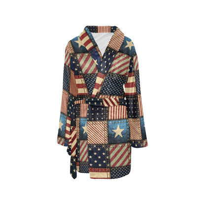 American flag Patchwork Design Women's Fleece Robe
