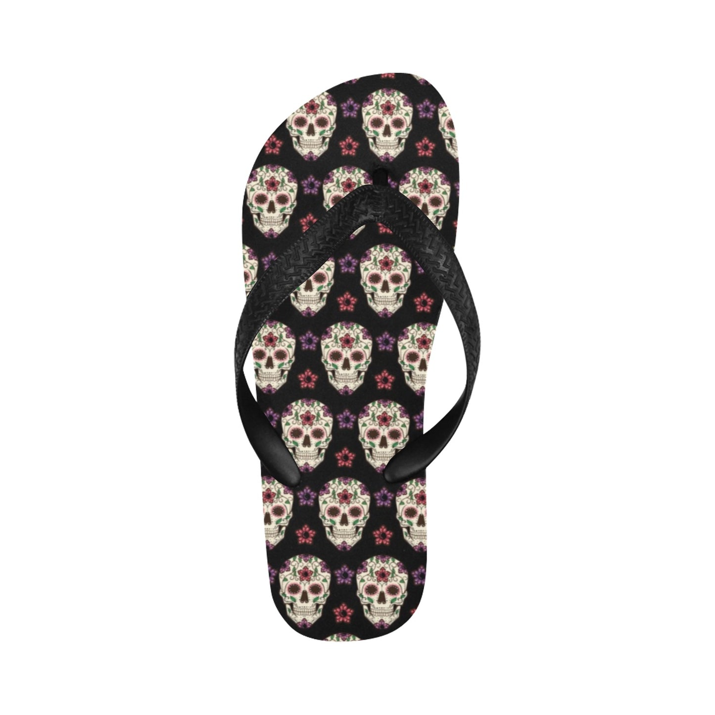 Sugar Skull Print Design LKS304 Flip Flops