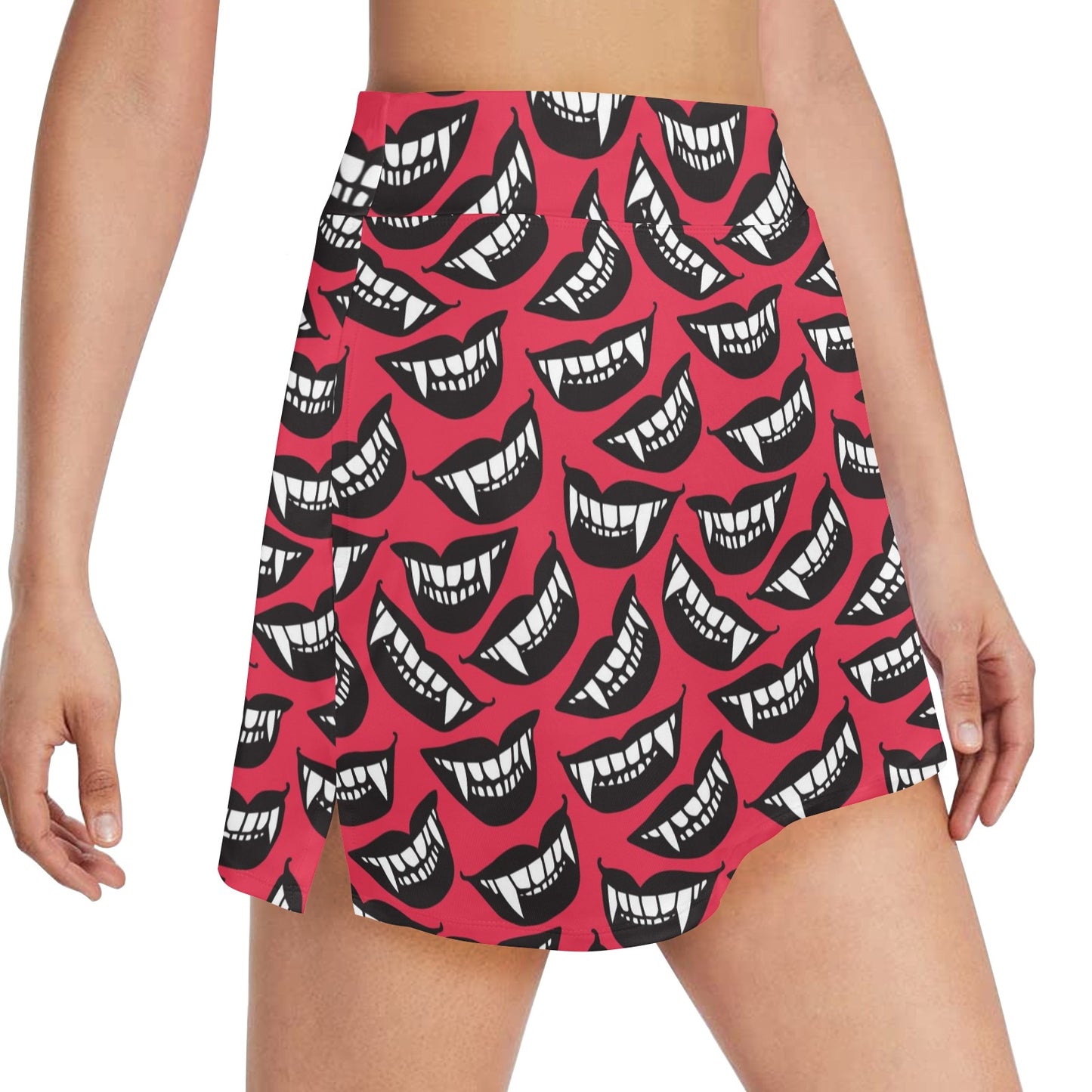 Vampire Lips Print Design LKS305 17" Golf & Pickleball Skort with Pockets