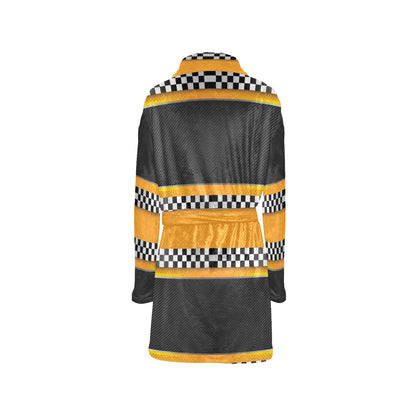 Checkered Pattern Print Design 01 Women's Fleece Robe