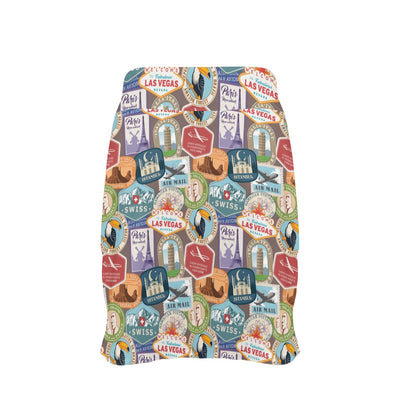 Travel Stamp Print Design LKS301 17" Golf & Pickleball Skort with Pockets