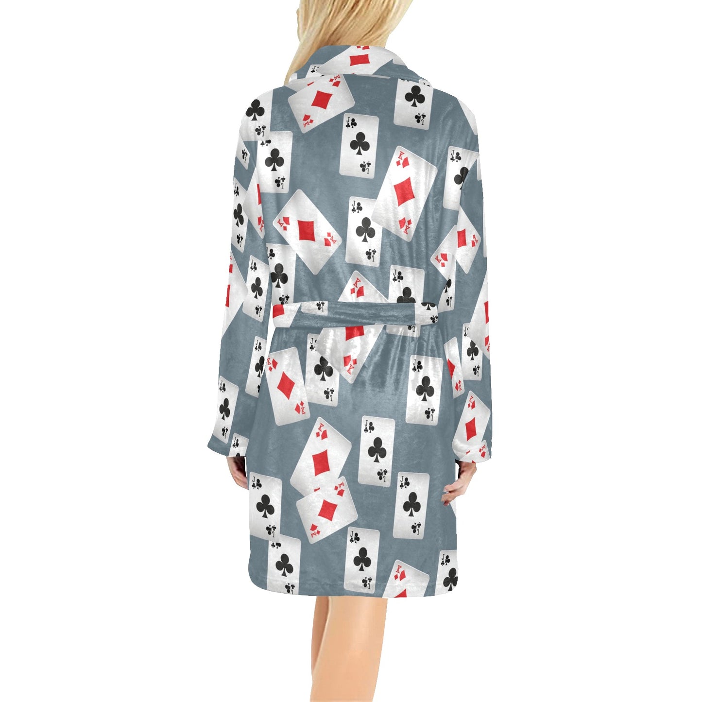 Poker Cards Pattern Print Design A05 Women's Fleece Robe