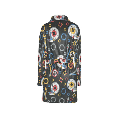 Mechanic Pattern Print Design 01 Women's Fleece Robe