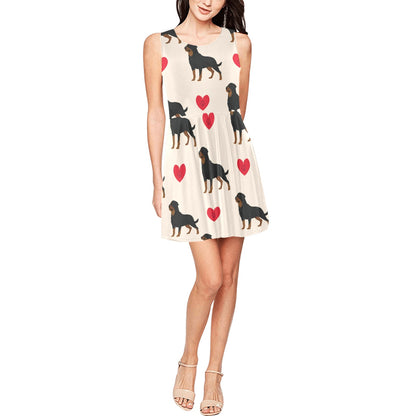 Rottweiler Pattern Print Design A02 Sleeveless Dress