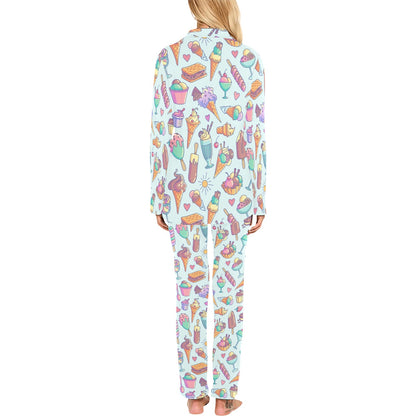 Ice Cream Pattern Print Design IC02 Women's Long Pajama Set