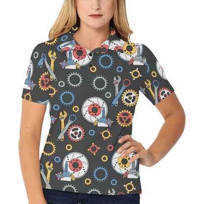 Mechanic Pattern Print Design 01 Women's Polo Shirt