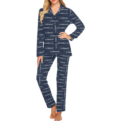 Ukulele Print Design LKS401 Women's Long Pajama Set