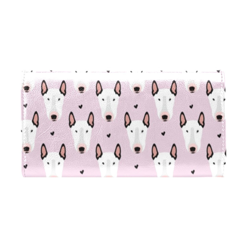 Bull Terrier Pink Print Pattern Women's Trifold Wallet