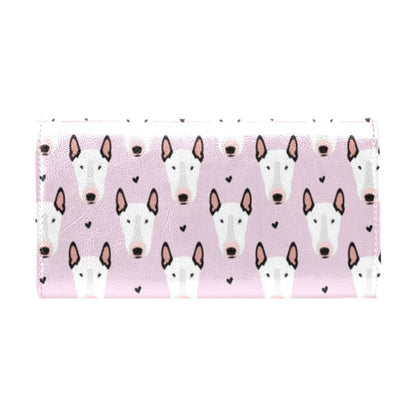 Bull Terrier Pink Print Pattern Women's Trifold Wallet