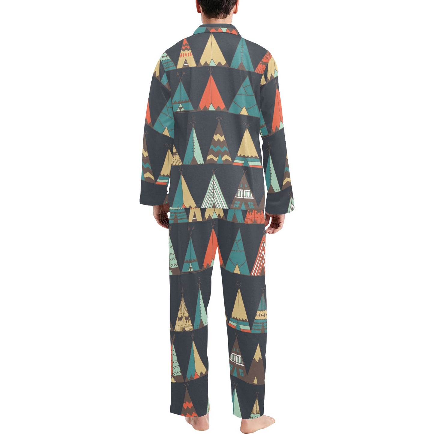 Tribal native american tent Aztec Men's Long Pajama Set