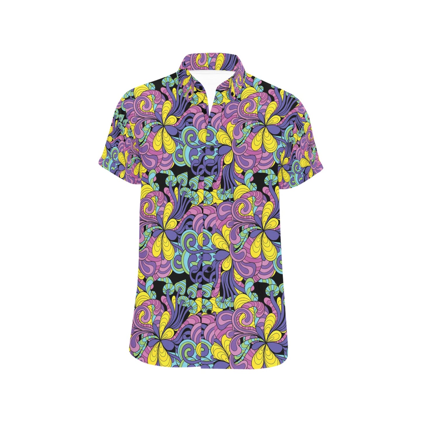 Trippy Print Design LKS305 Men Short Sleeve Button Up Shirt
