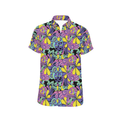 Trippy Print Design LKS305 Men Short Sleeve Button Up Shirt